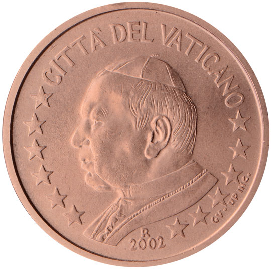 Vatican City 2 euro cent (2002) - Profile picture of Pope John Paul II